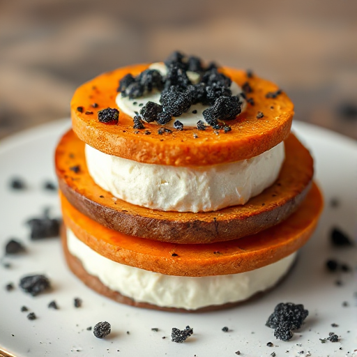 vegetarian recipes  - grilled sweet potato with soft feta cheese sprinkled with lava salt